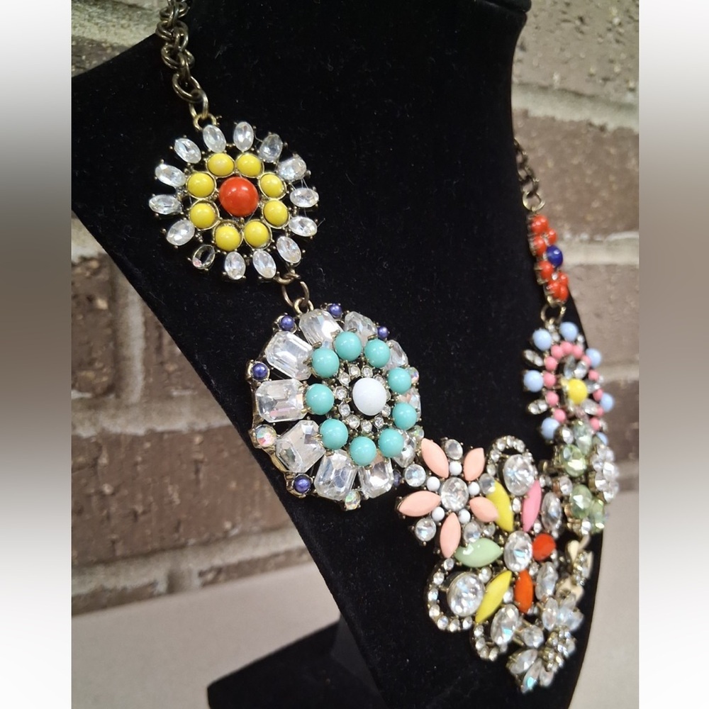 J Crew Floral Multicolor Statement Necklace - Picture 3 of 13